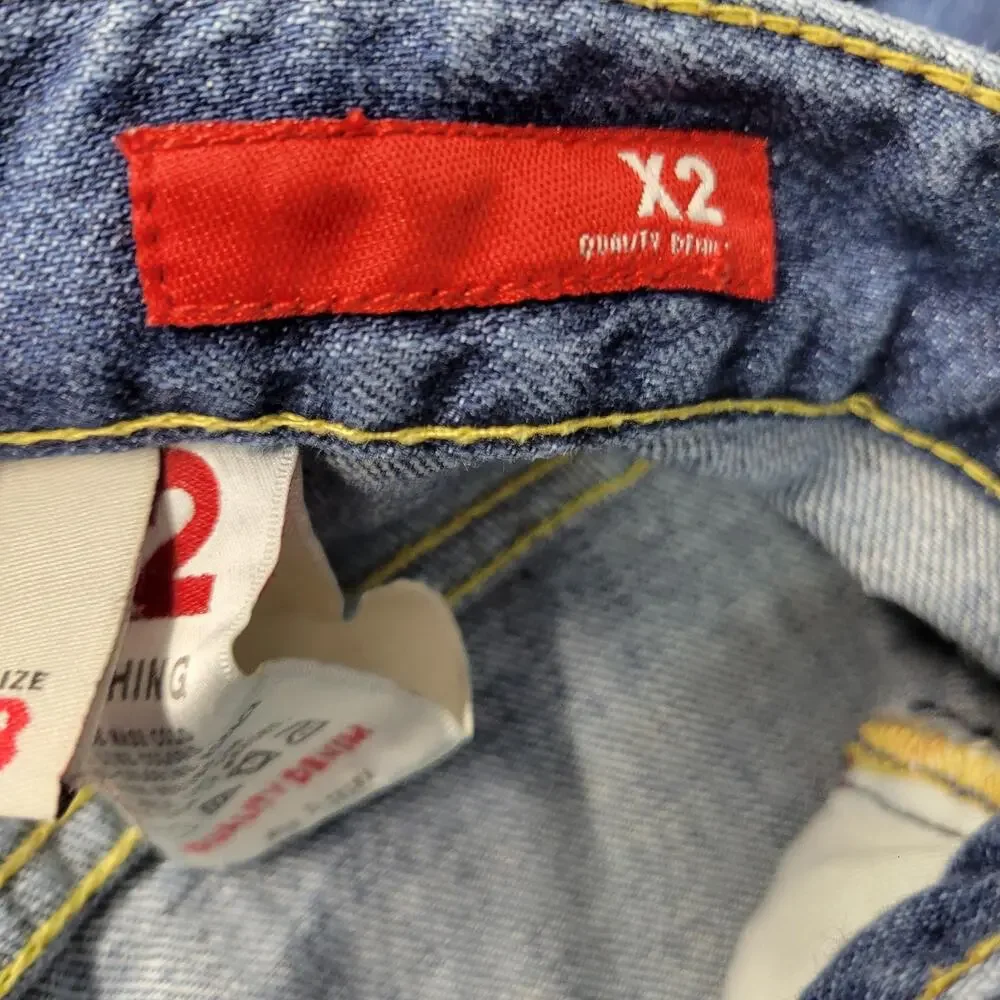X2 Jeans Womens 8 Blue Mid Rise Stretch Straight Leg Embroidered Pockets Denim - Picture 5 of 16